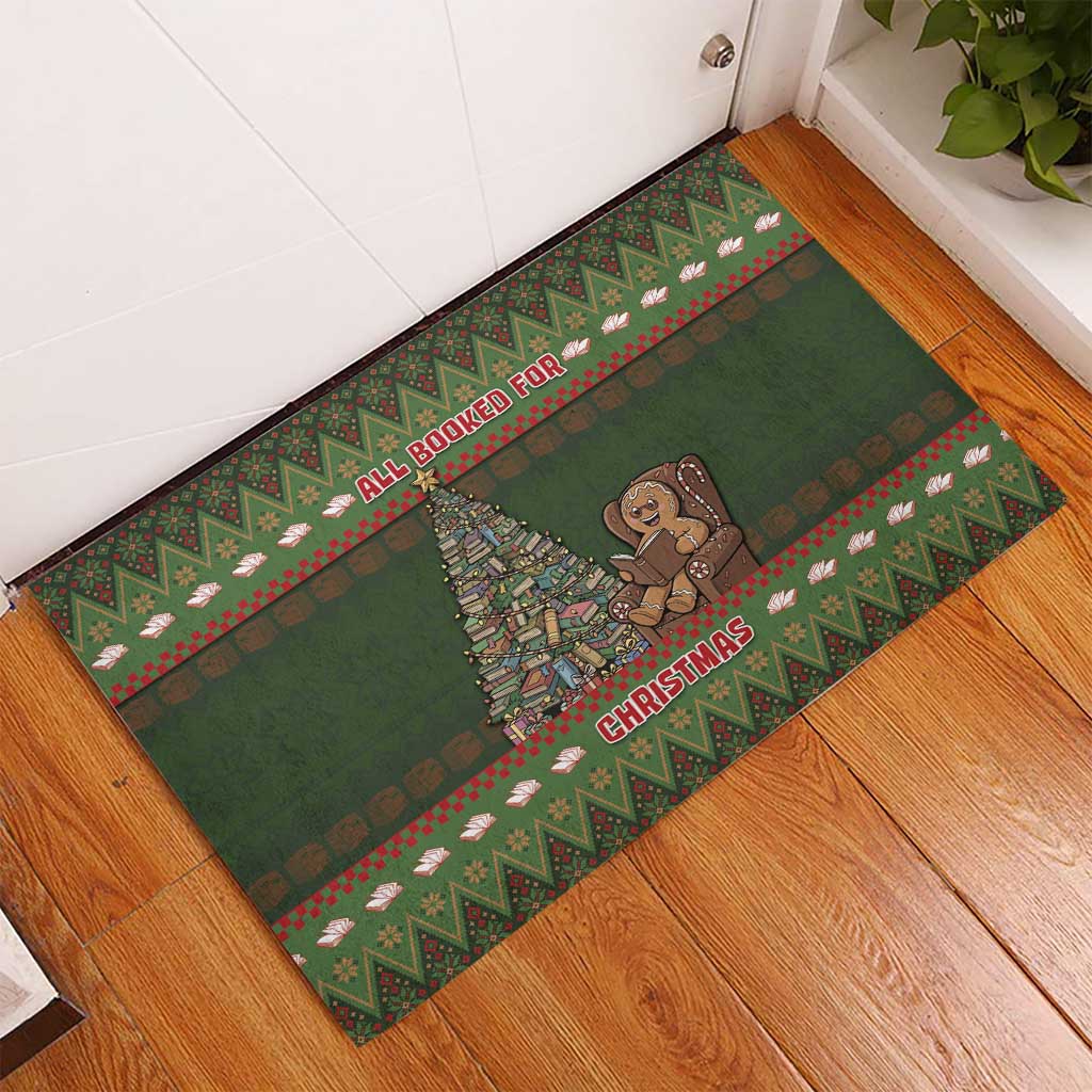 Book Lovers Christmas Rubber Doormat Gingerbread With Xmas Book Tree - Wonder Print Shop