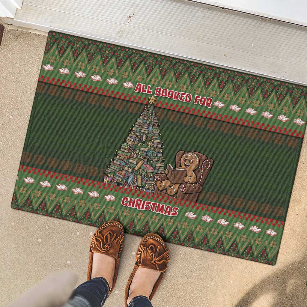 Book Lovers Christmas Rubber Doormat Gingerbread With Xmas Book Tree - Wonder Print Shop