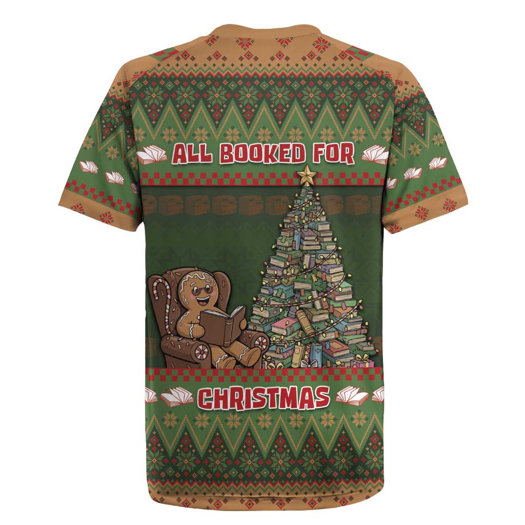 Book Lovers Christmas Rugby Jersey Gingerbread With Xmas Book Tree - Wonder Print Shop