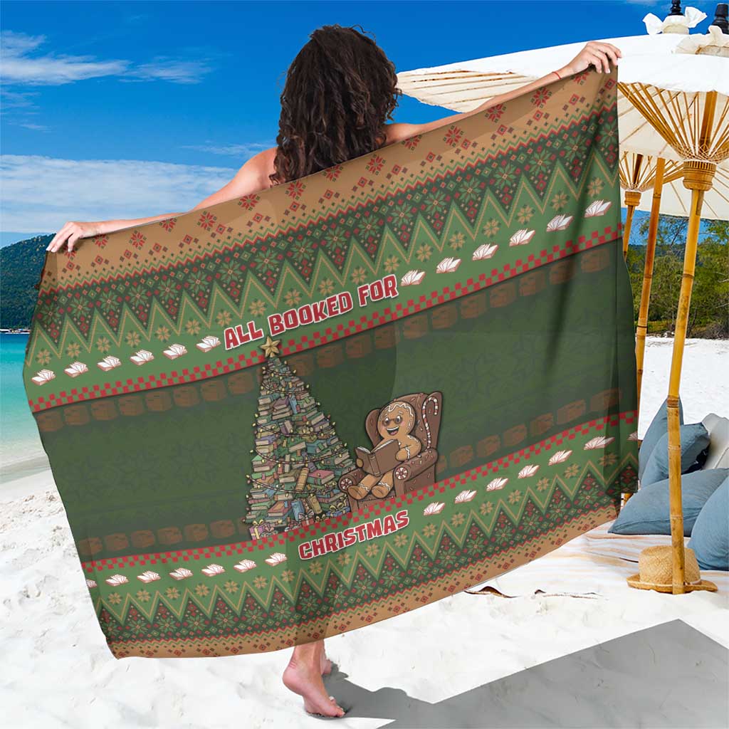 Book Lovers Christmas Sarong Gingerbread With Xmas Book Tree - Wonder Print Shop