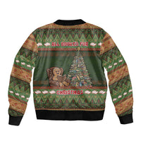 Book Lovers Christmas Sleeve Zip Bomber Jacket Gingerbread With Xmas Book Tree - Wonder Print Shop