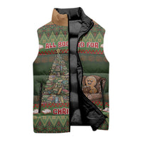 Book Lovers Christmas Sleeveless Puffer Jacket Gingerbread With Xmas Book Tree - Wonder Print Shop