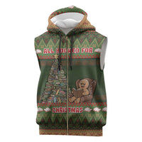 Book Lovers Christmas Sleeveless Zip Hoodie Gingerbread With Xmas Book Tree - Wonder Print Shop