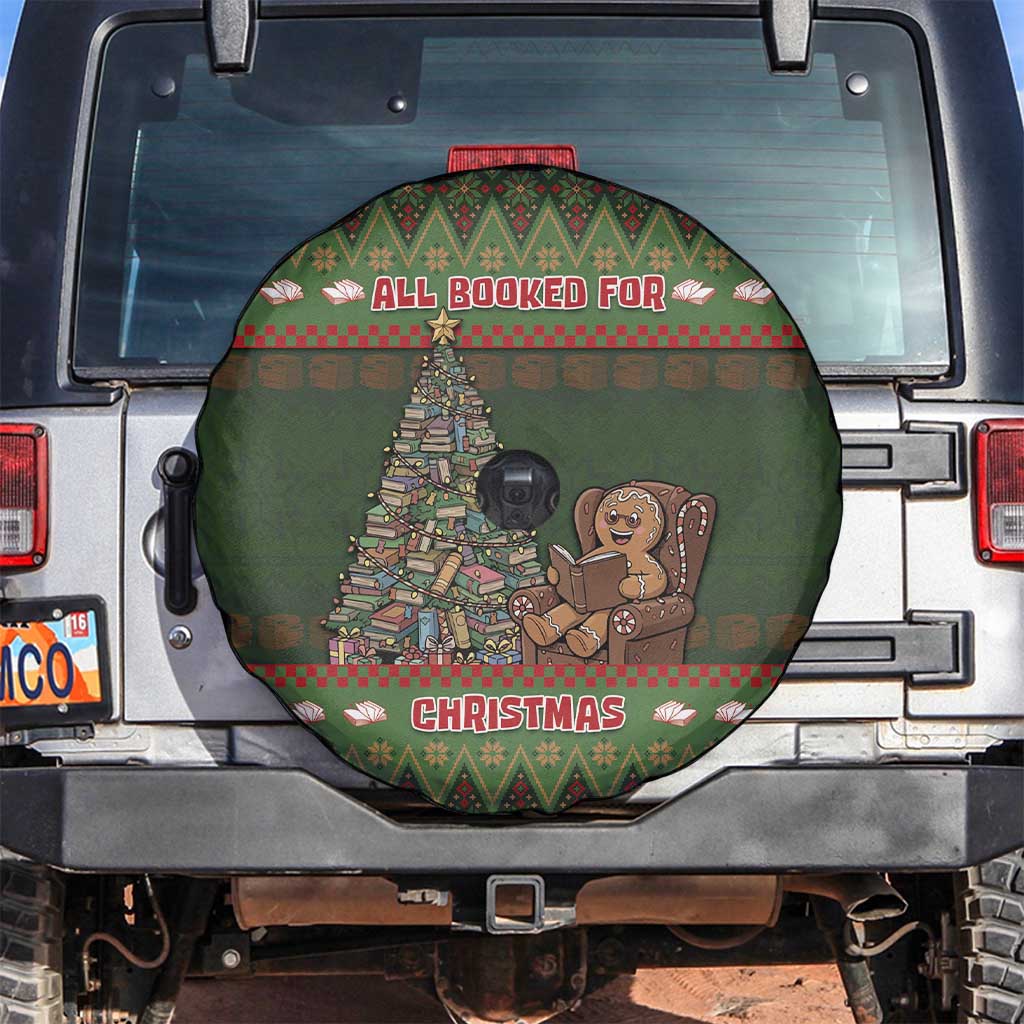 Book Lovers Christmas Spare Tire Cover Gingerbread With Xmas Book Tree - Wonder Print Shop
