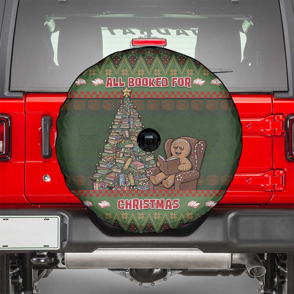 Book Lovers Christmas Spare Tire Cover Gingerbread With Xmas Book Tree - Wonder Print Shop