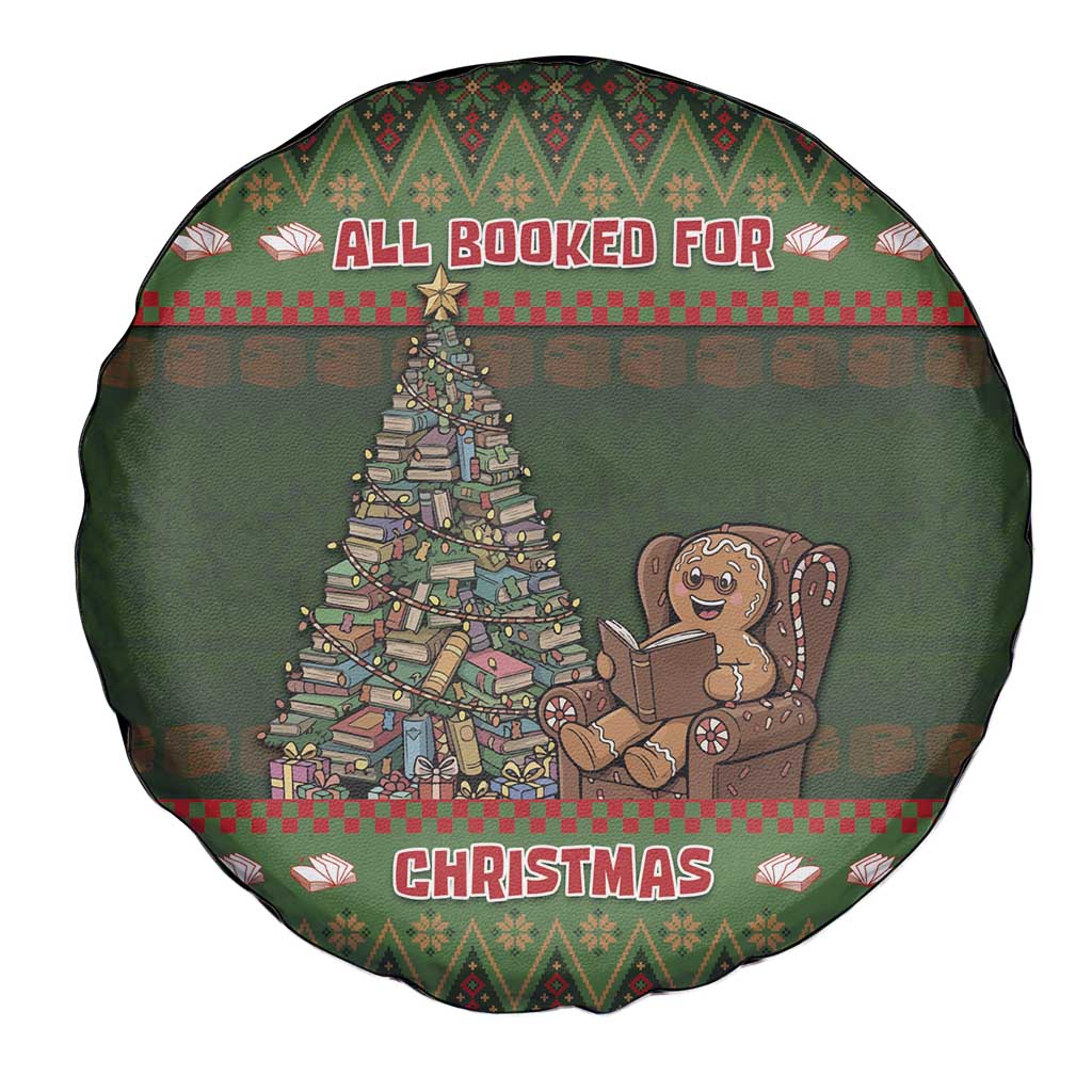 Book Lovers Christmas Spare Tire Cover Gingerbread With Xmas Book Tree - Wonder Print Shop