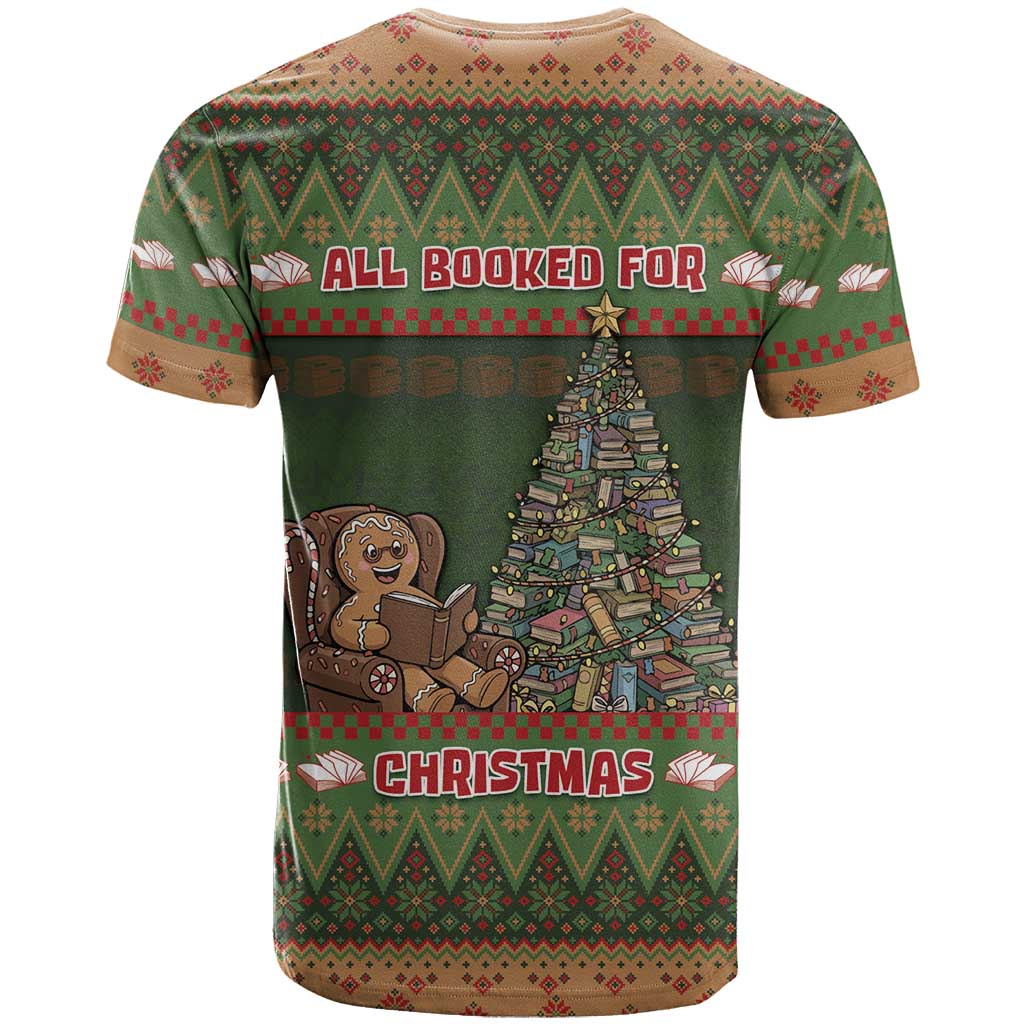 Book Lovers Christmas T Shirt Gingerbread With Xmas Book Tree - Wonder Print Shop
