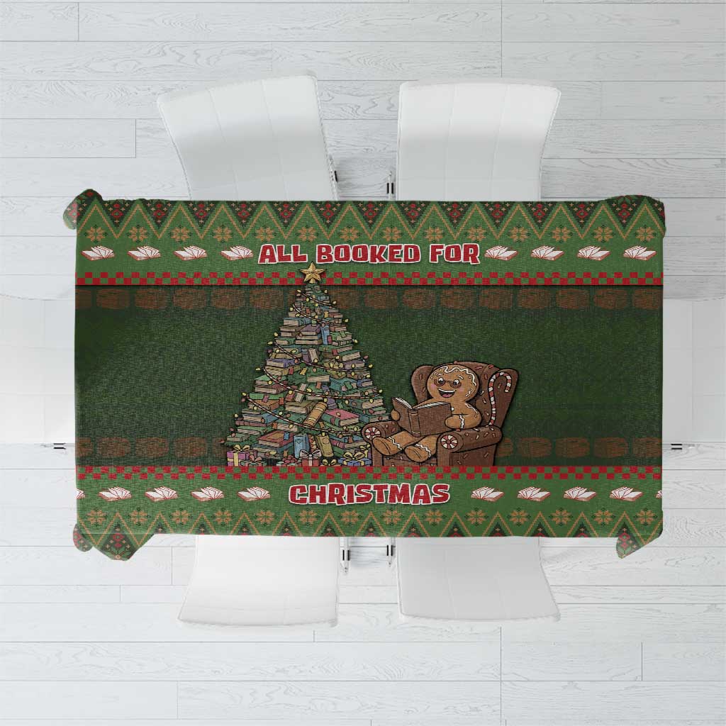Book Lovers Christmas Tablecloth Gingerbread With Xmas Book Tree - Wonder Print Shop
