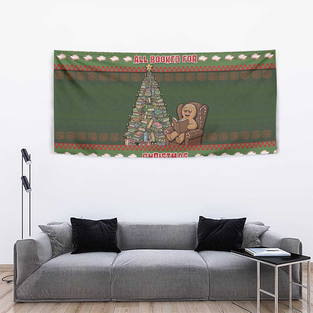 Book Lovers Christmas Tapestry Gingerbread With Xmas Book Tree - Wonder Print Shop