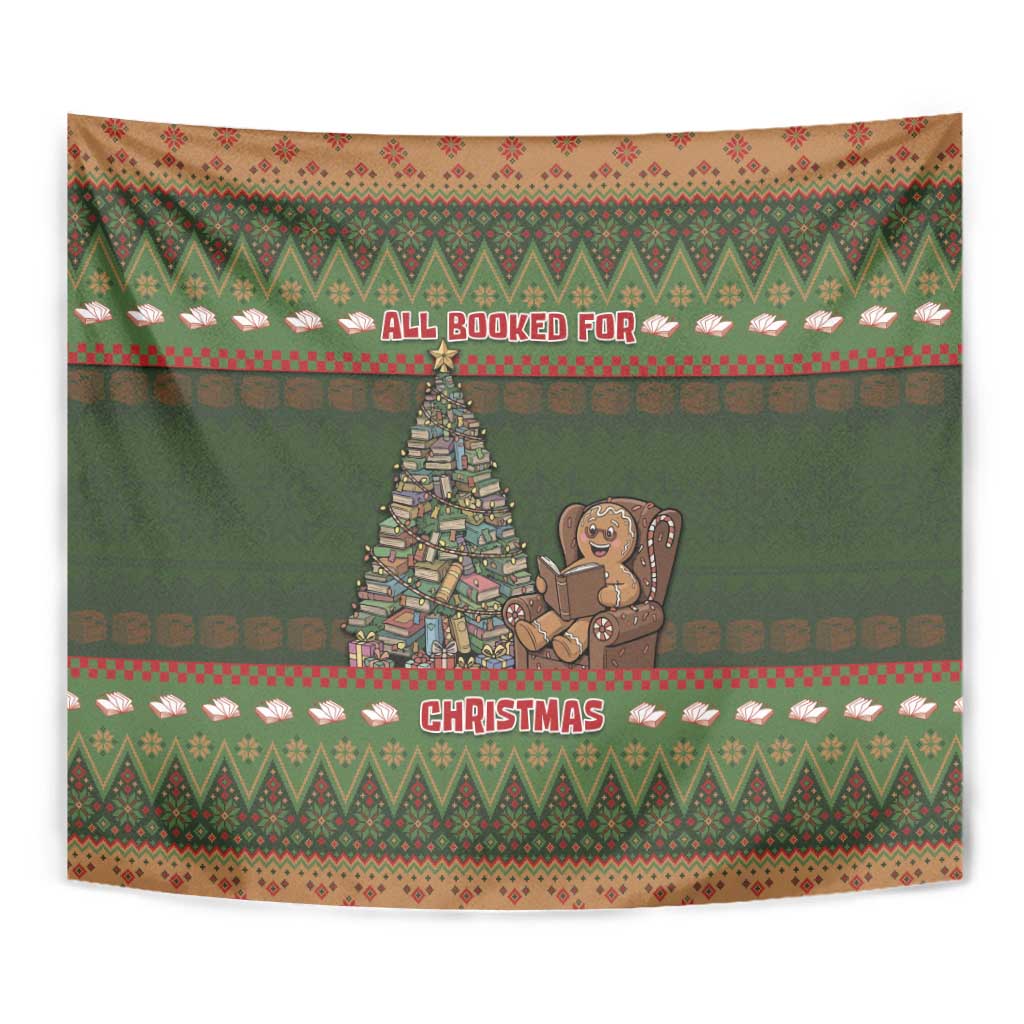 Book Lovers Christmas Tapestry Gingerbread With Xmas Book Tree - Wonder Print Shop