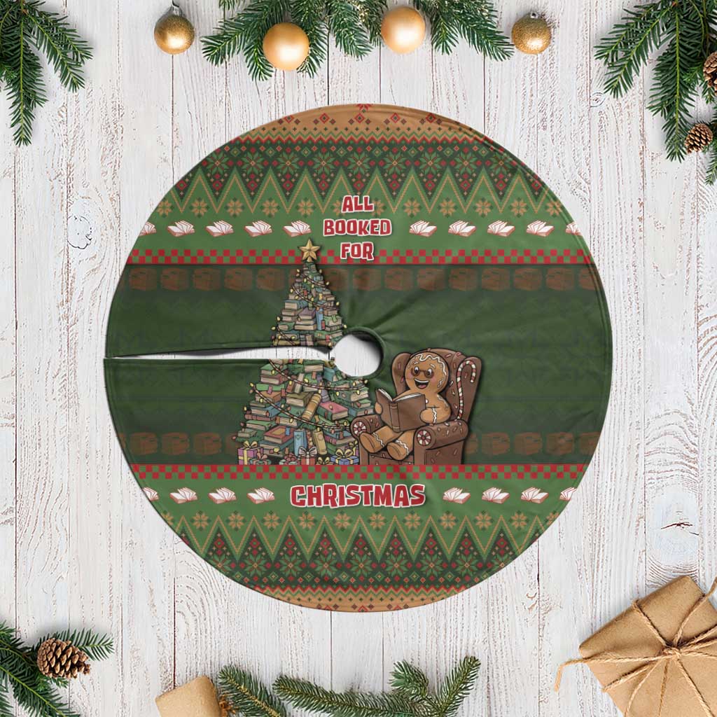 Book Lovers Christmas Tree Skirt Gingerbread With Xmas Book Tree - Wonder Print Shop