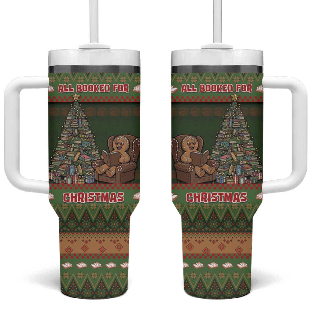 Book Lovers Christmas Tumbler With Handle Gingerbread With Xmas Book Tree - Wonder Print Shop