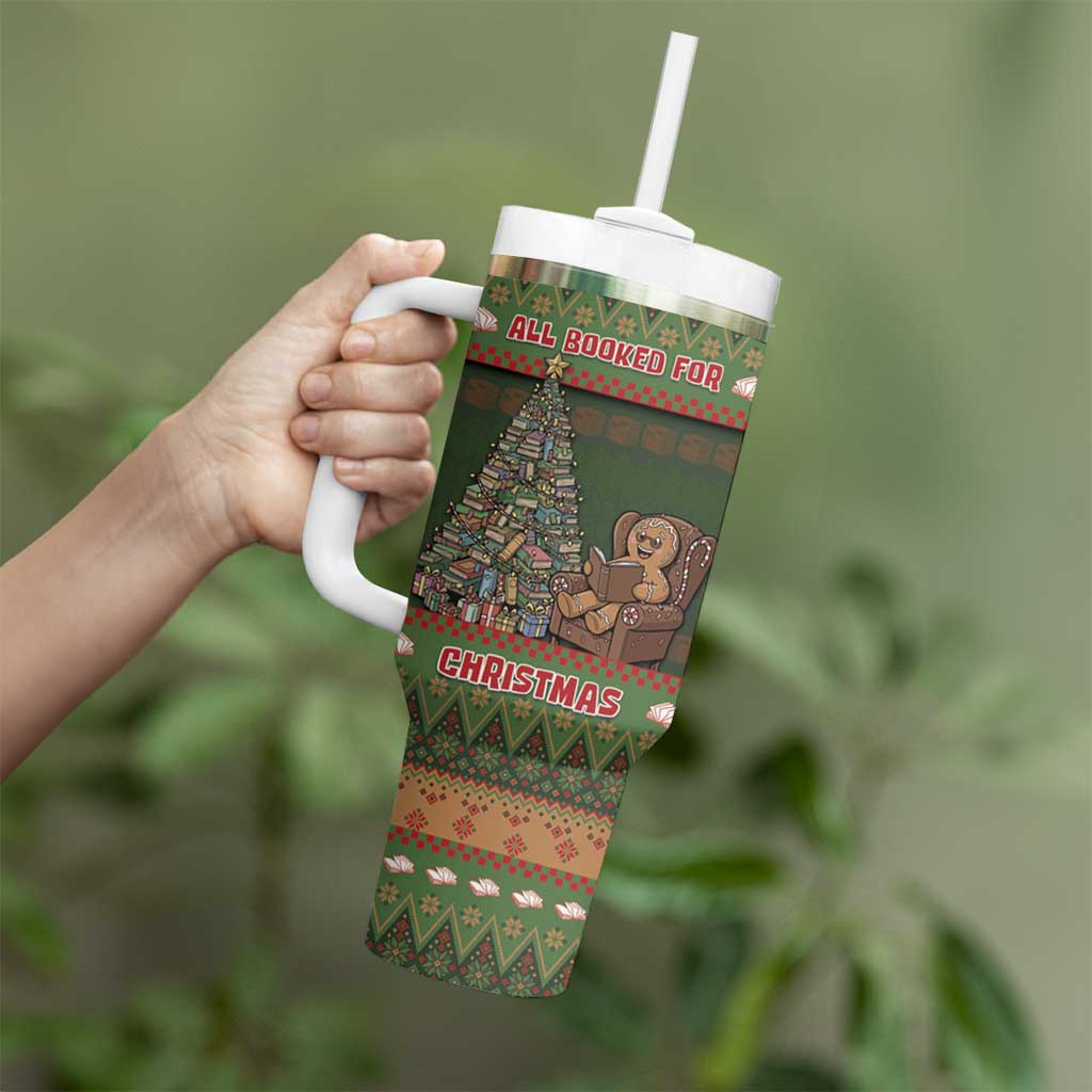 Book Lovers Christmas Tumbler With Handle Gingerbread With Xmas Book Tree - Wonder Print Shop