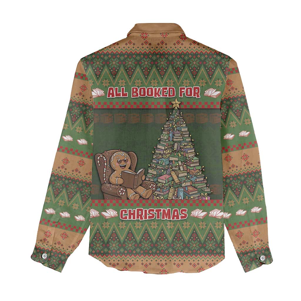 Book Lovers Christmas Women Casual Shirt Gingerbread With Xmas Book Tree - Wonder Print Shop