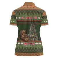 Book Lovers Christmas Women Polo Shirt Gingerbread With Xmas Book Tree - Wonder Print Shop
