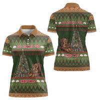 Book Lovers Christmas Women Polo Shirt Gingerbread With Xmas Book Tree - Wonder Print Shop