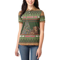 Book Lovers Christmas Women Polo Shirt Gingerbread With Xmas Book Tree - Wonder Print Shop