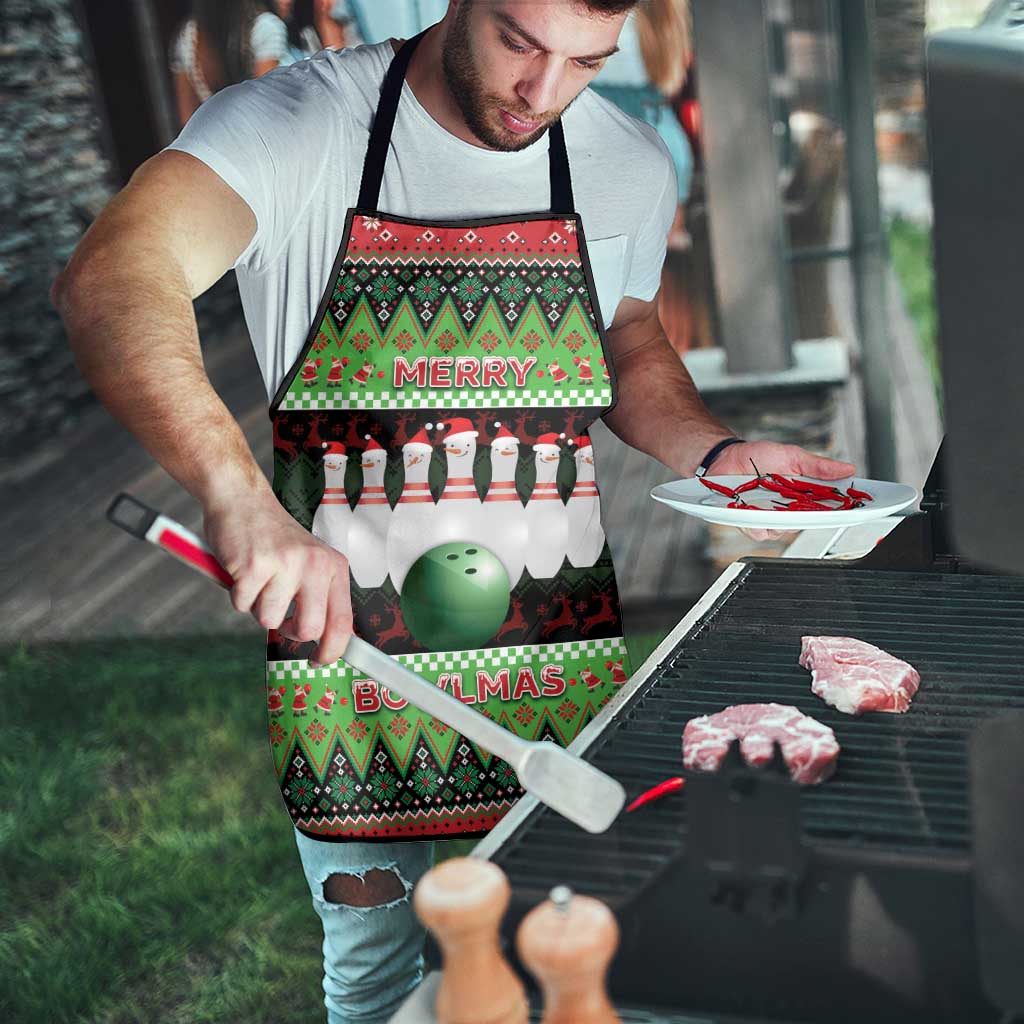 Bowling Christmas Apron Merry Bowlmas - Wonder Print Shop