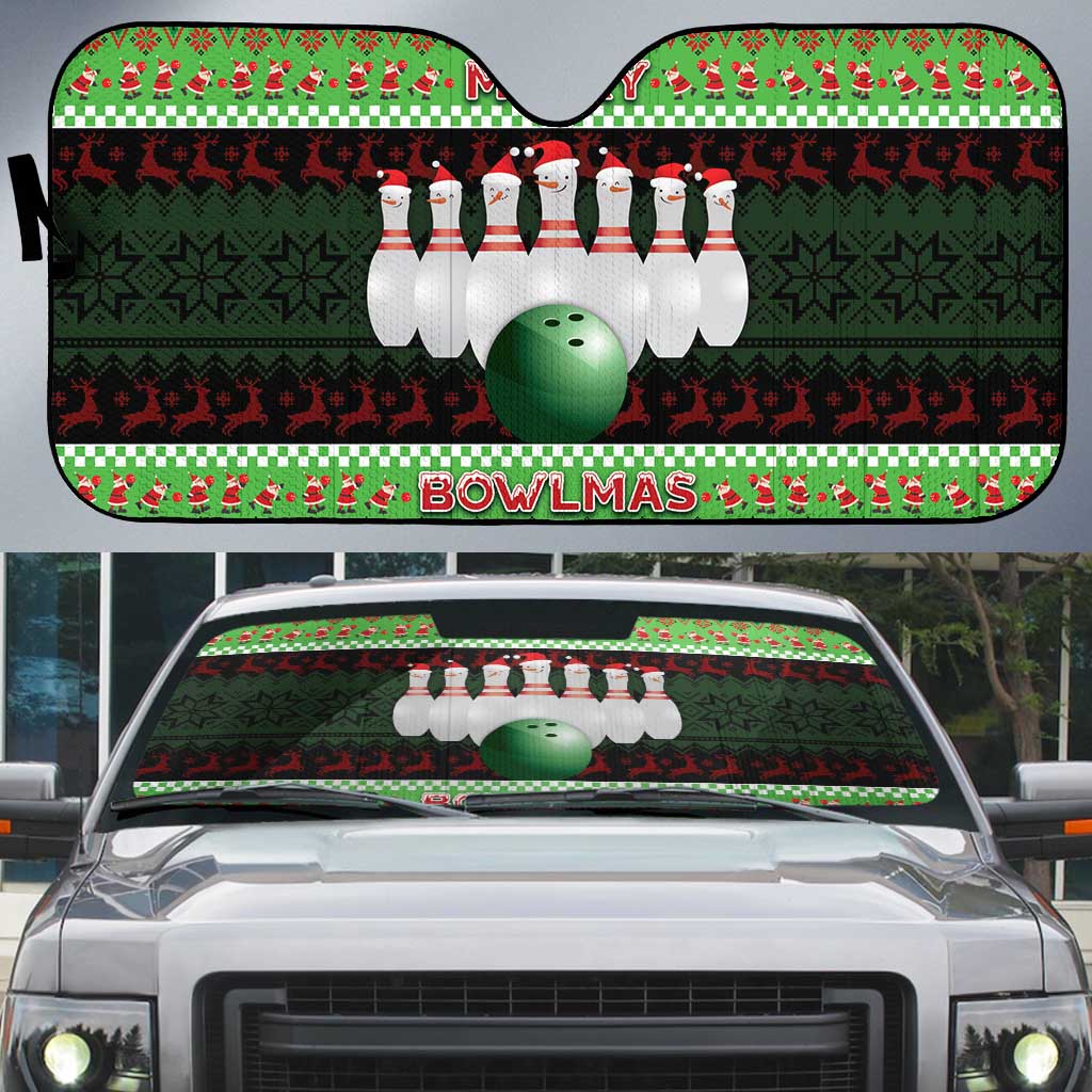 Bowling Christmas Auto Sun Shade Merry Bowlmas - Wonder Print Shop