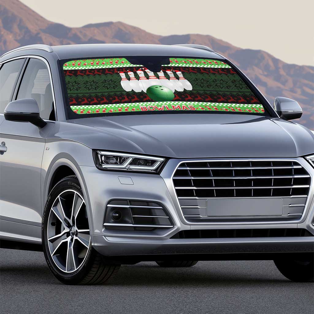 Bowling Christmas Auto Sun Shade Merry Bowlmas - Wonder Print Shop