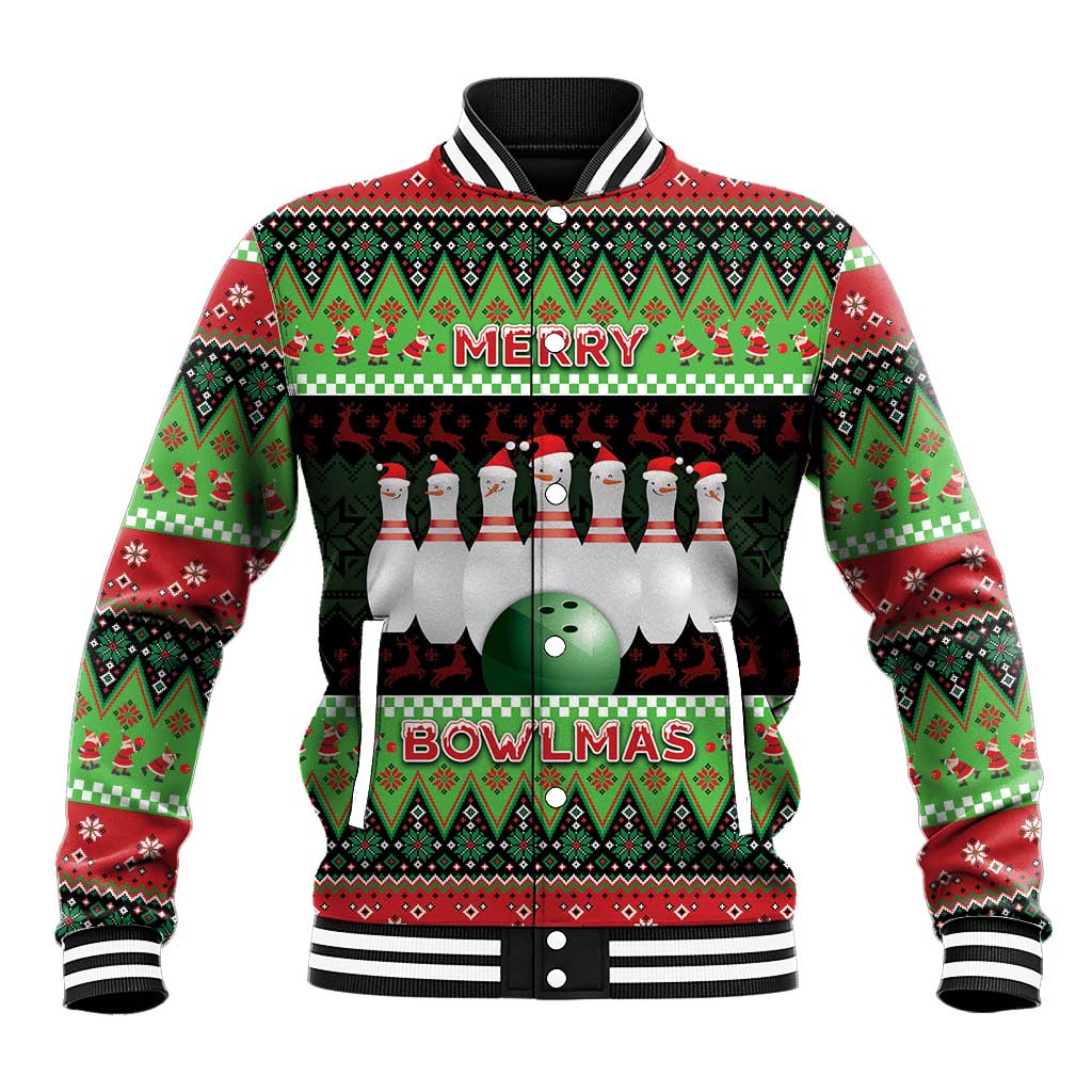 Bowling Christmas Baseball Jacket Merry Bowlmas - Wonder Print Shop