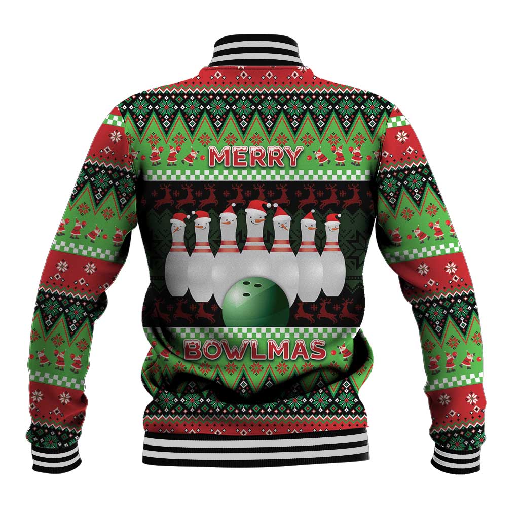 Bowling Christmas Baseball Jacket Merry Bowlmas - Wonder Print Shop