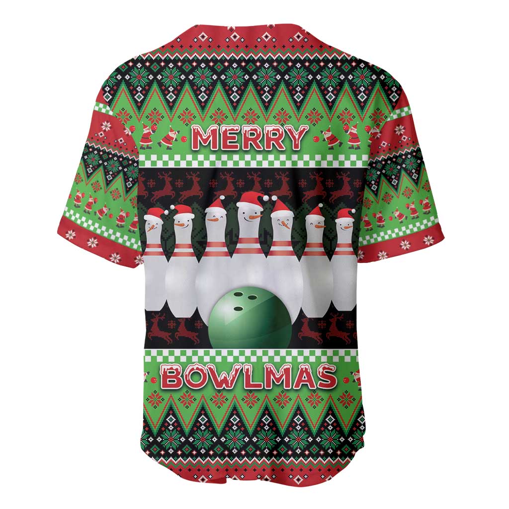 Bowling Christmas Baseball Jersey Merry Bowlmas - Wonder Print Shop