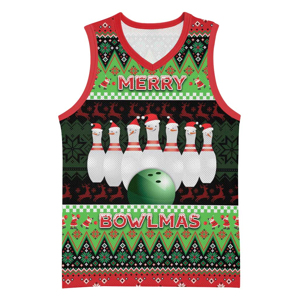 Bowling Christmas Basketball Jersey Merry Bowlmas - Wonder Print Shop