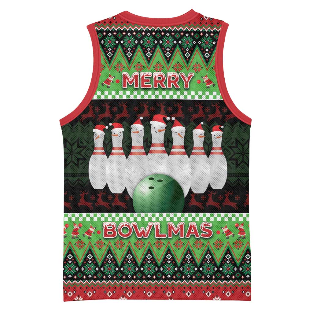 Bowling Christmas Basketball Jersey Merry Bowlmas - Wonder Print Shop