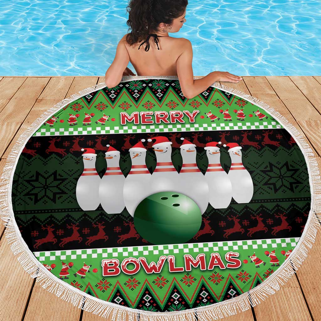 Bowling Christmas Beach Blanket Merry Bowlmas - Wonder Print Shop
