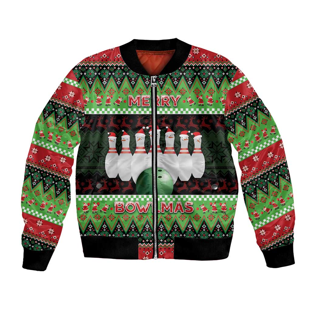 Bowling Christmas Bomber Jacket Merry Bowlmas - Wonder Print Shop