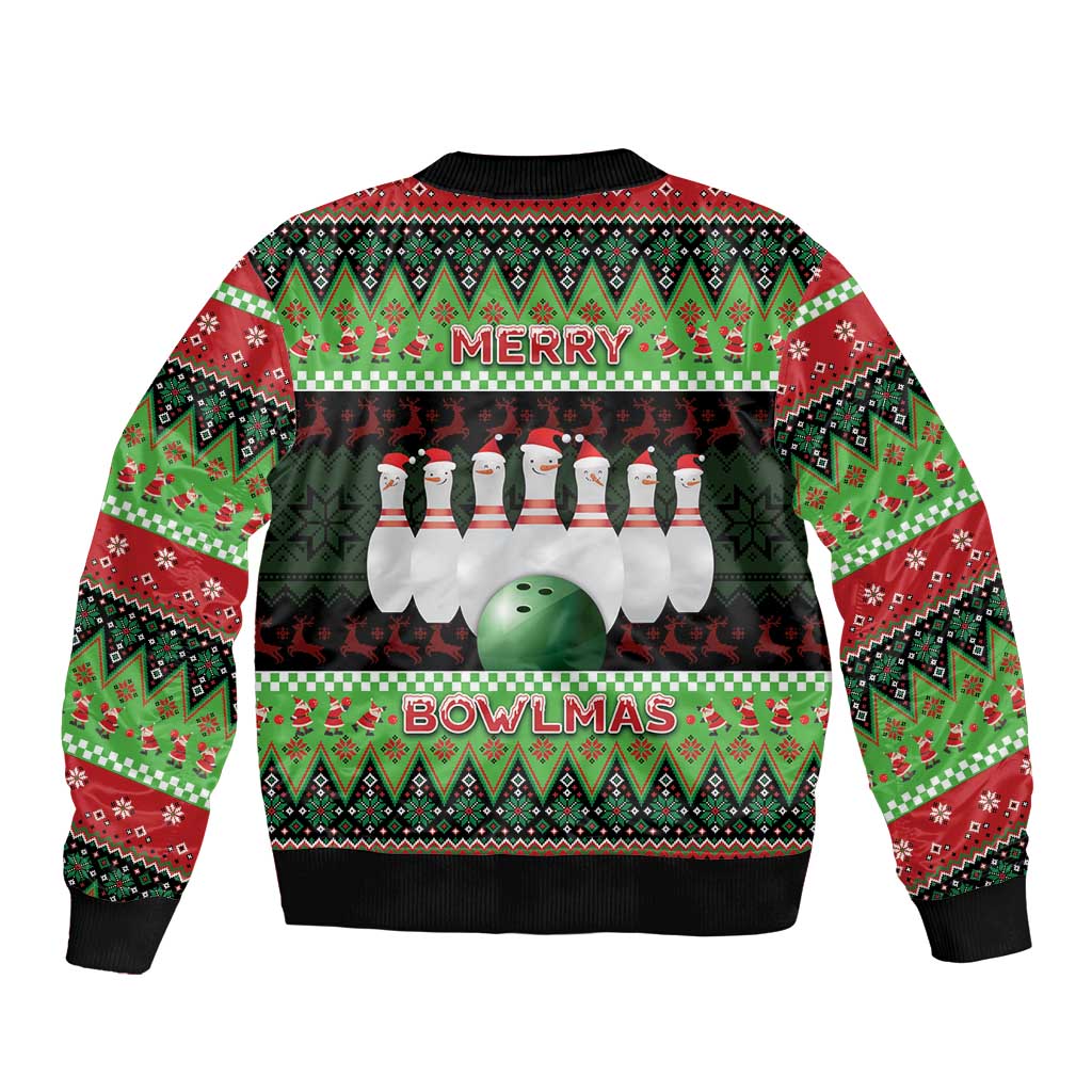 Bowling Christmas Bomber Jacket Merry Bowlmas - Wonder Print Shop