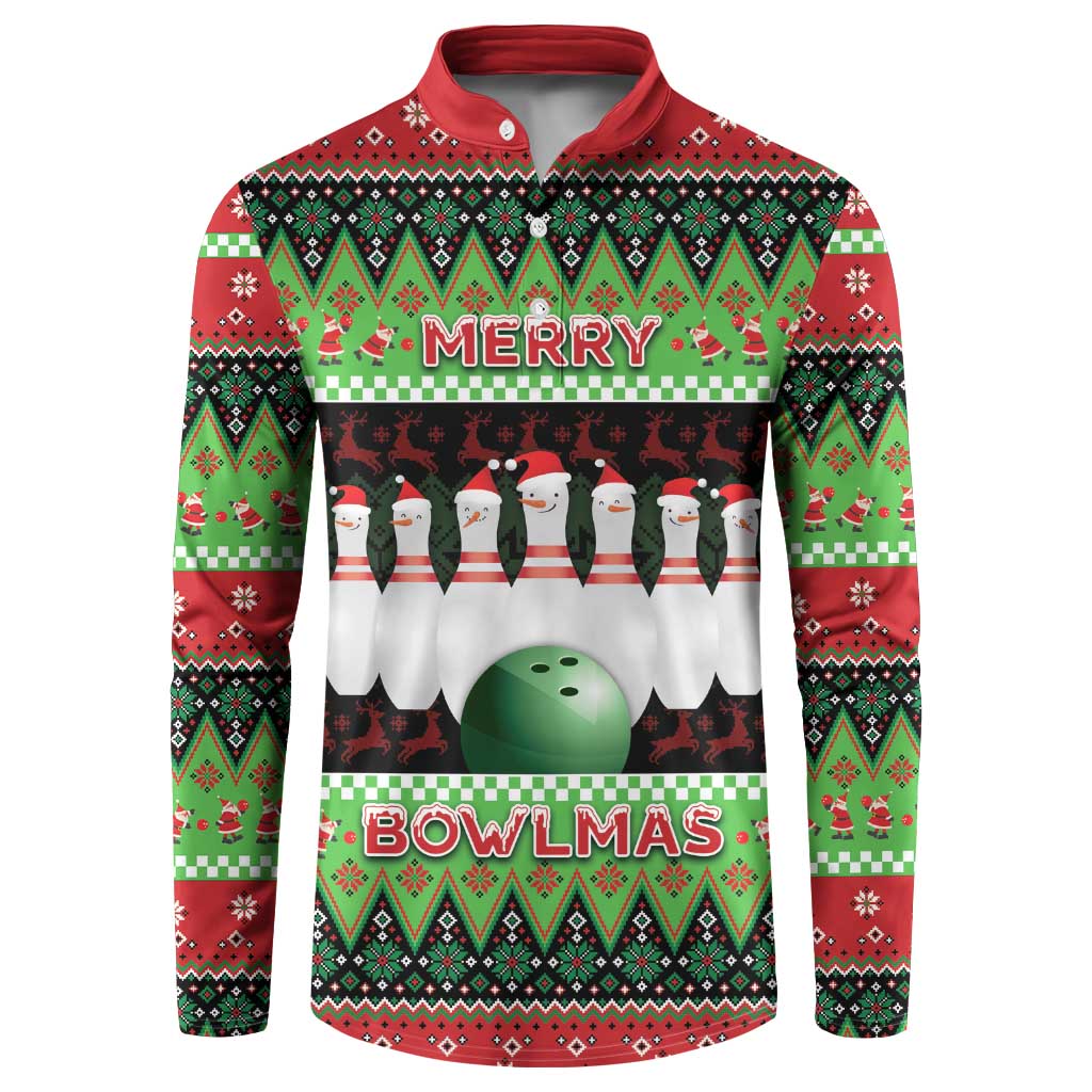 Bowling Christmas Button Sweatshirt Merry Bowlmas - Wonder Print Shop