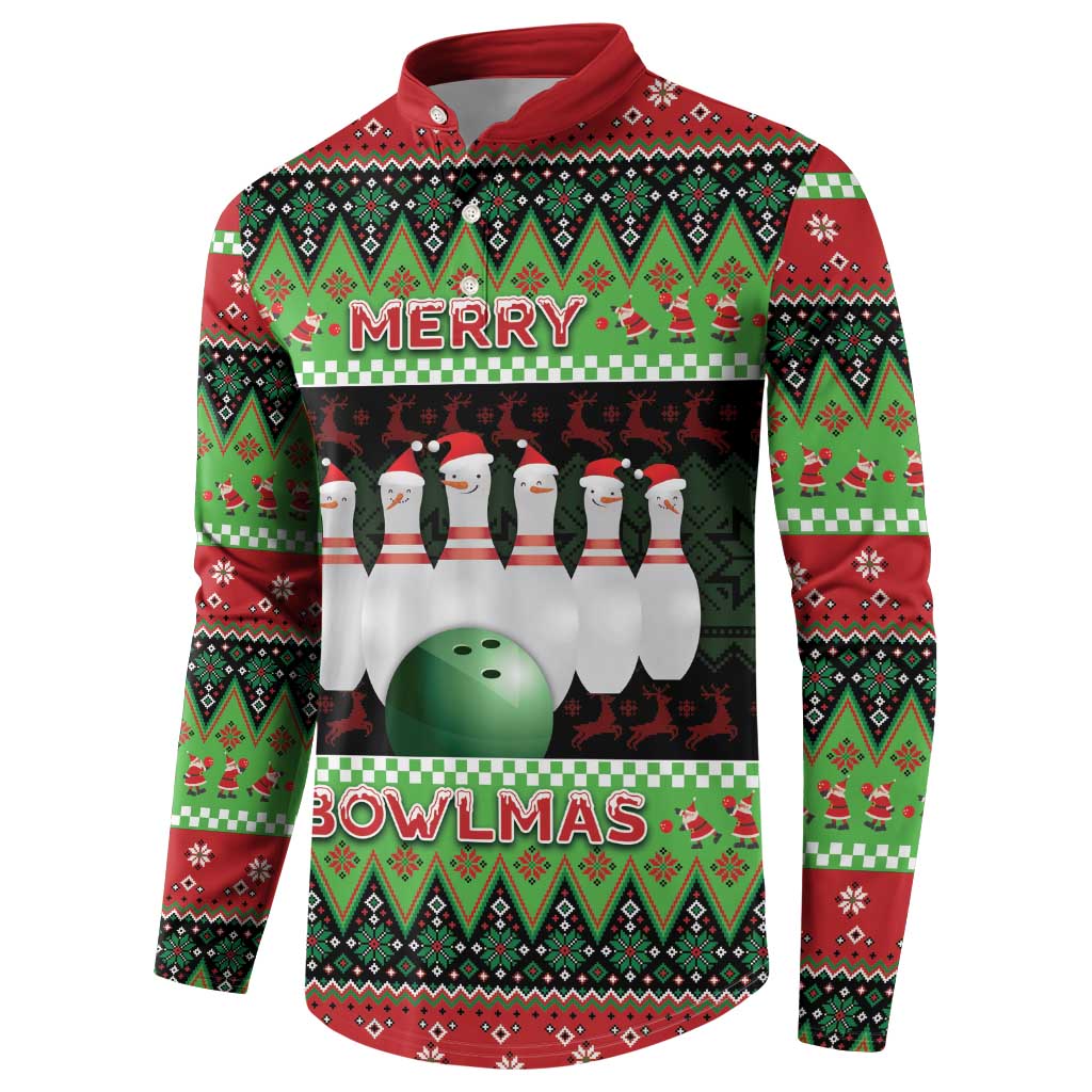 Bowling Christmas Button Sweatshirt Merry Bowlmas - Wonder Print Shop