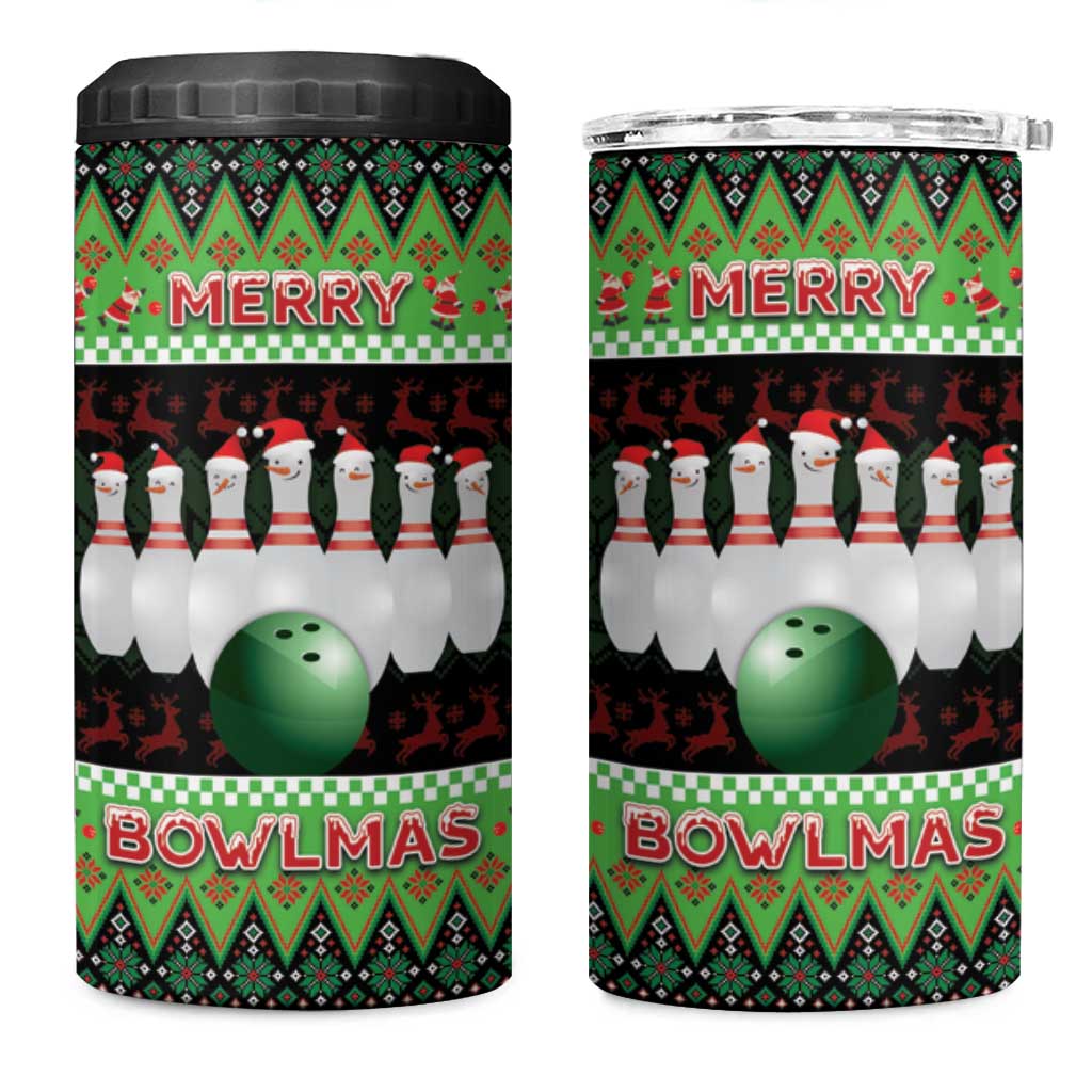 Bowling Christmas 4 in 1 Can Cooler Tumbler Merry Bowlmas - Wonder Print Shop