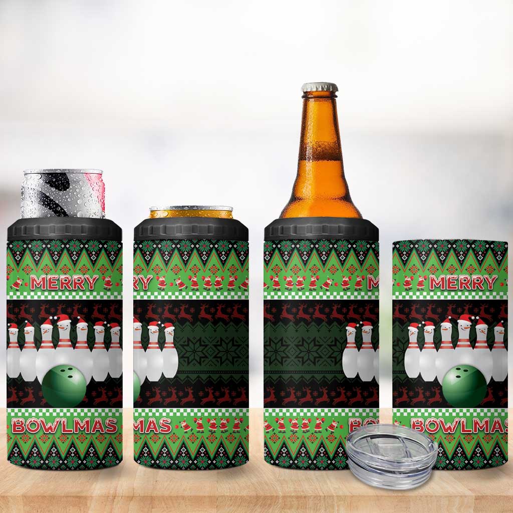 Bowling Christmas 4 in 1 Can Cooler Tumbler Merry Bowlmas - Wonder Print Shop
