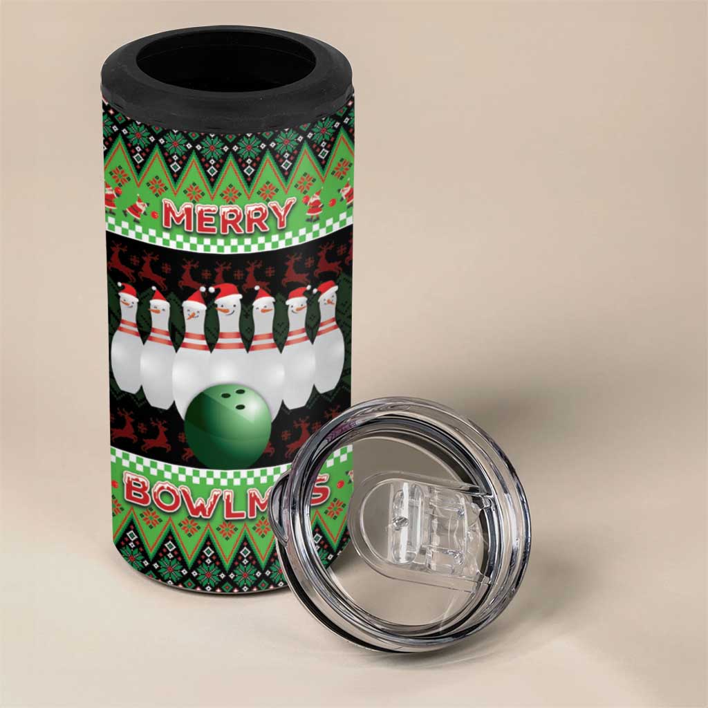 Bowling Christmas 4 in 1 Can Cooler Tumbler Merry Bowlmas - Wonder Print Shop