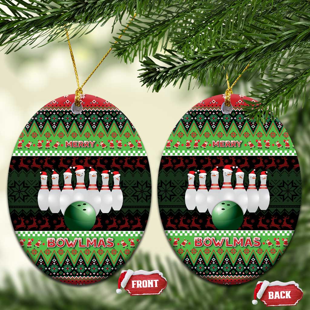 Bowling Christmas Ceramic Ornament Merry Bowlmas - Wonder Print Shop