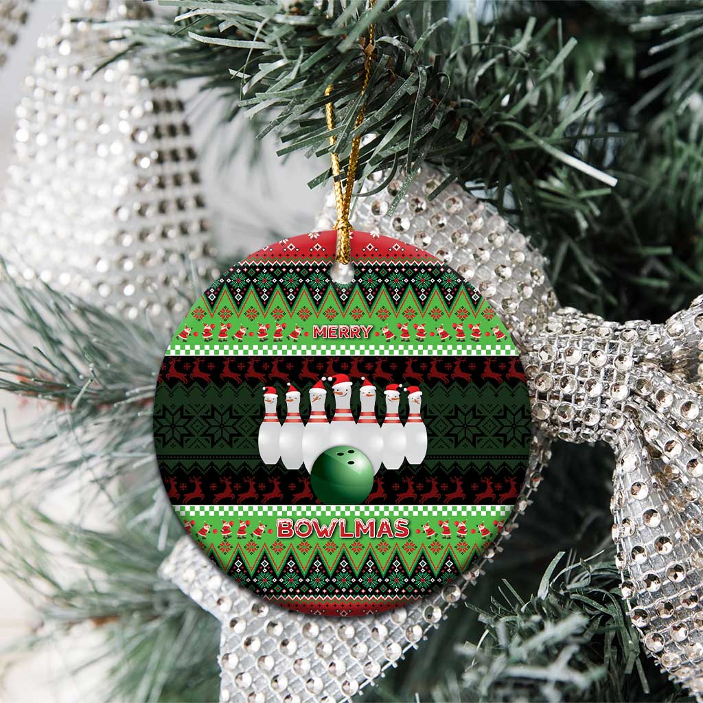 Bowling Christmas Ceramic Ornament Merry Bowlmas - Wonder Print Shop
