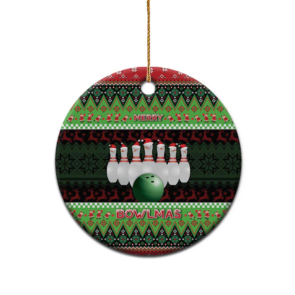 Bowling Christmas Ceramic Ornament Merry Bowlmas - Wonder Print Shop