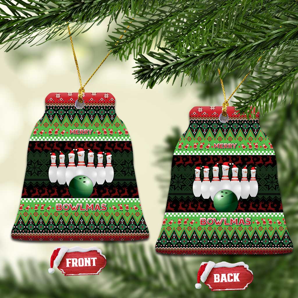 Bowling Christmas Ceramic Ornament Merry Bowlmas - Wonder Print Shop