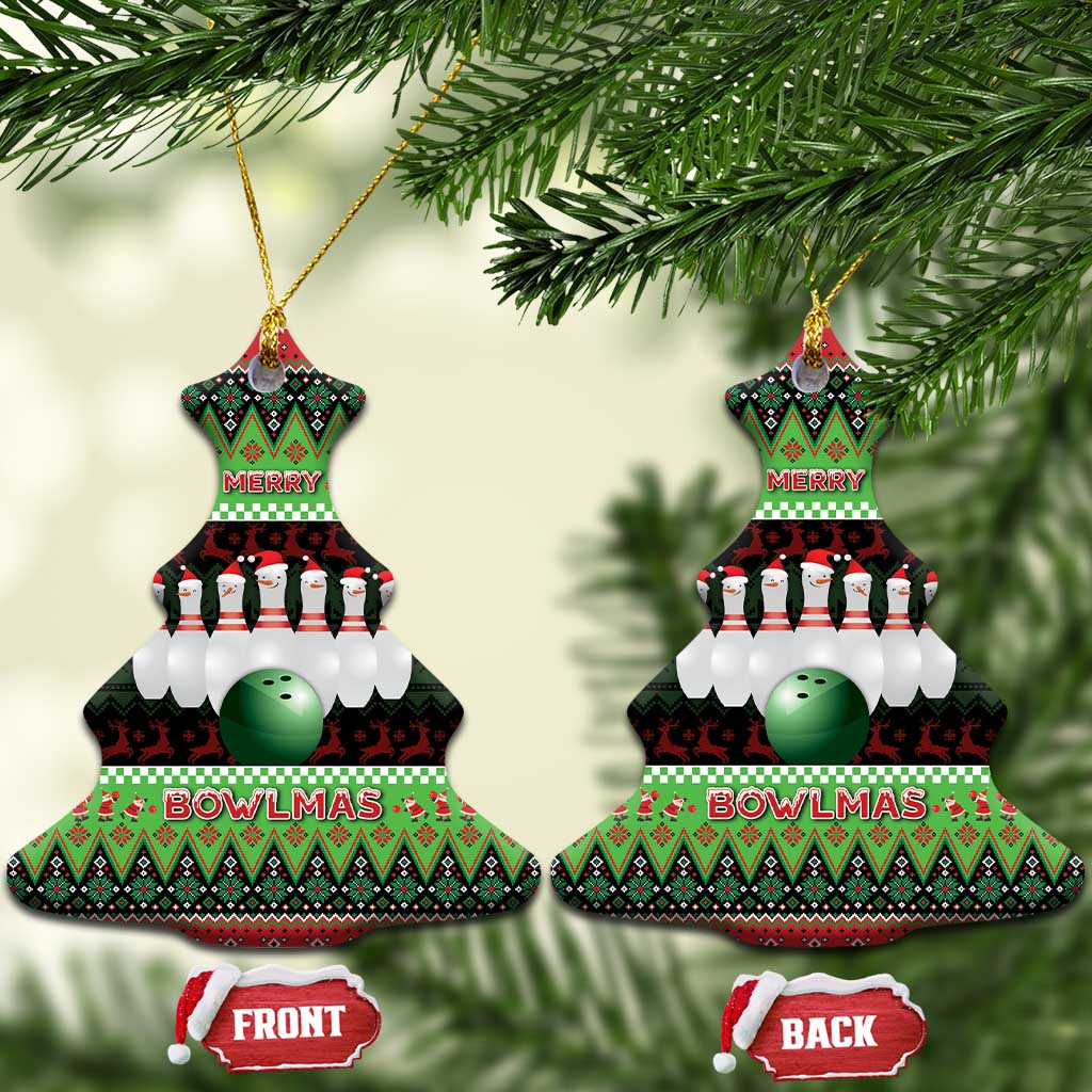 Bowling Christmas Ceramic Ornament Merry Bowlmas - Wonder Print Shop