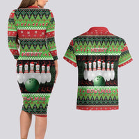 Bowling Christmas Couples Matching Long Sleeve Bodycon Dress and Hawaiian Shirt Merry Bowlmas - Wonder Print Shop