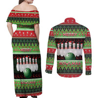 Bowling Christmas Couples Matching Off Shoulder Maxi Dress and Long Sleeve Button Shirt Merry Bowlmas - Wonder Print Shop