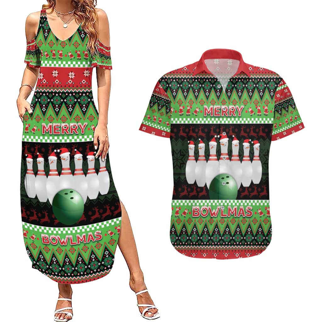 Bowling Christmas Couples Matching Summer Maxi Dress and Hawaiian Shirt Merry Bowlmas - Wonder Print Shop
