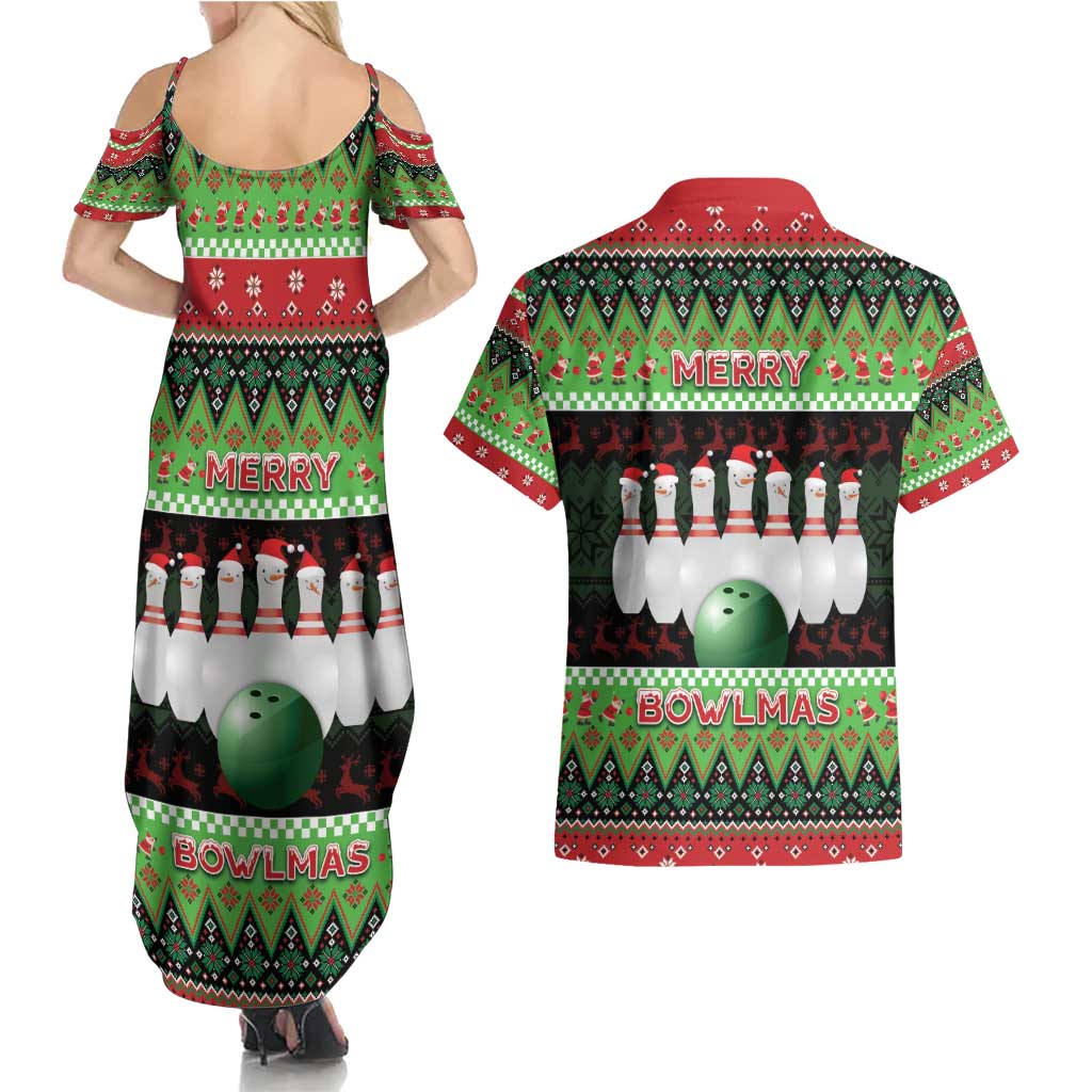 Bowling Christmas Couples Matching Summer Maxi Dress and Hawaiian Shirt Merry Bowlmas - Wonder Print Shop