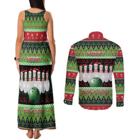 Bowling Christmas Couples Matching Tank Maxi Dress and Long Sleeve Button Shirt Merry Bowlmas - Wonder Print Shop