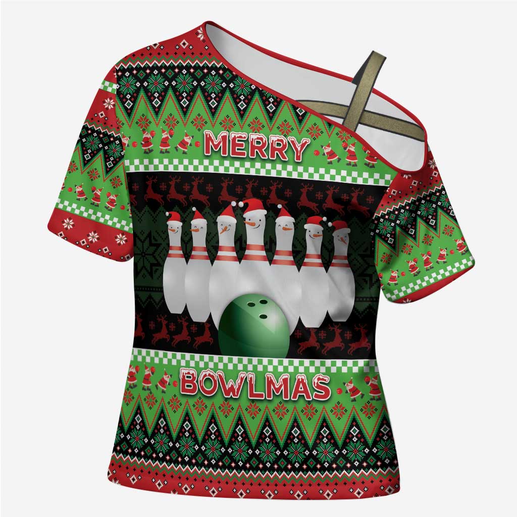 Bowling Christmas Cross Shoulder Shirt Merry Bowlmas - Wonder Print Shop