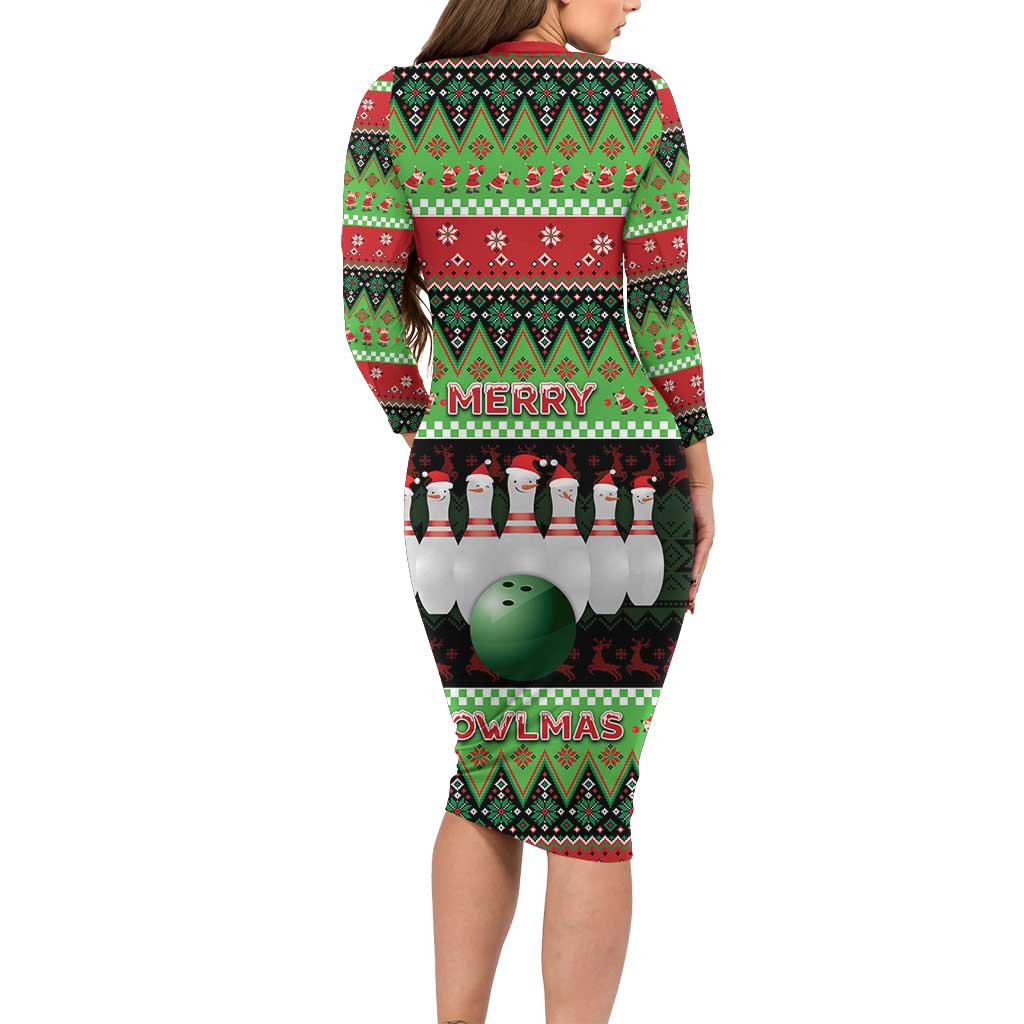 Bowling Christmas Family Matching Long Sleeve Bodycon Dress and Hawaiian Shirt Merry Bowlmas - Wonder Print Shop