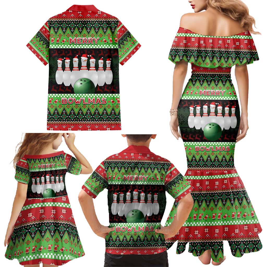 Bowling Christmas Family Matching Mermaid Dress and Hawaiian Shirt Merry Bowlmas - Wonder Print Shop